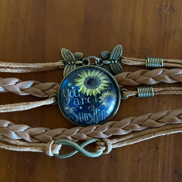 HUGE SALE! “YOU ARE MY SUNSHINE” SUNFLOWER BRAIDED WRAP BRACELET - Picture 3 of 5
